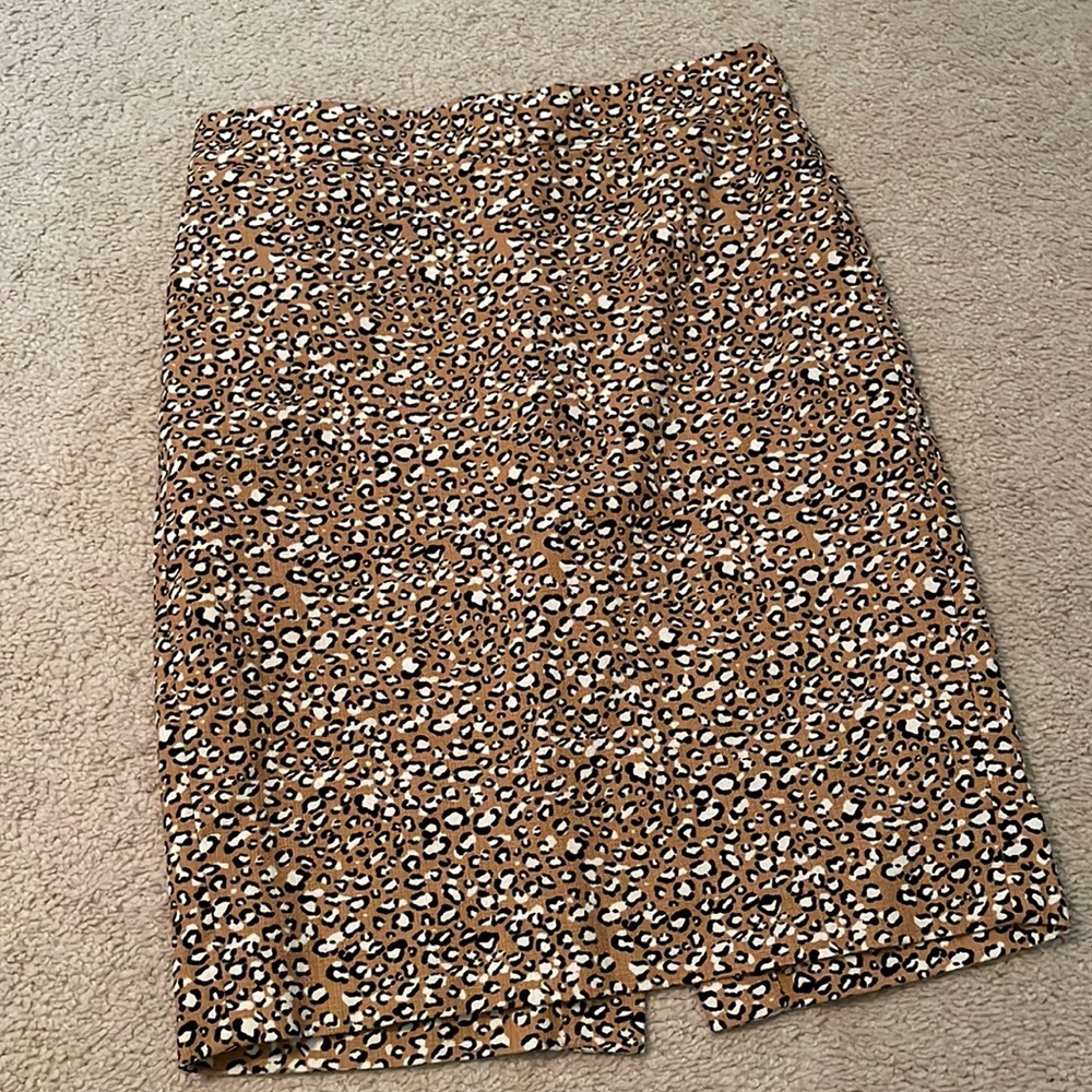 J Crew Cotton Animal Print Pencil Skirt 00